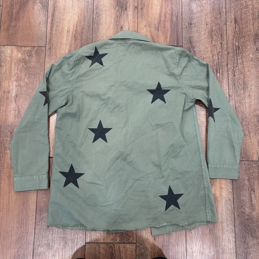 Pistola Camilo Jacket Womens Small Green Military Army Star Print Royal Honor